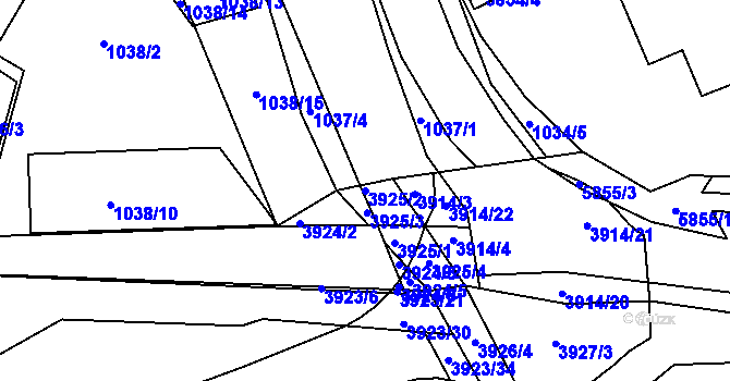 Parcela st. 3925/2 v KÚ Kročehlavy, Katastrální mapa