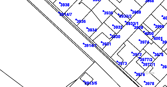 Parcela st. 3914/1 v KÚ Kročehlavy, Katastrální mapa