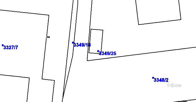 Parcela st. 3349/25 v KÚ Kročehlavy, Katastrální mapa