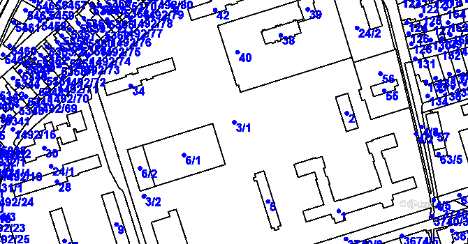 Parcela st. 3/1 v KÚ Kročehlavy, Katastrální mapa