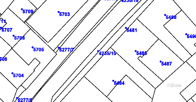 Parcela st. 4235/15 v KÚ Kročehlavy, Katastrální mapa