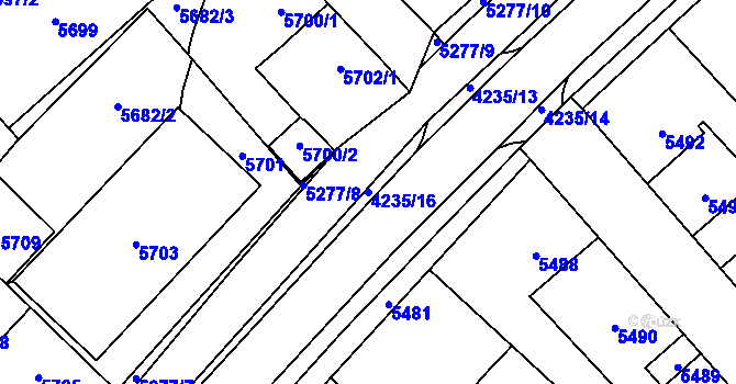 Parcela st. 4235/16 v KÚ Kročehlavy, Katastrální mapa