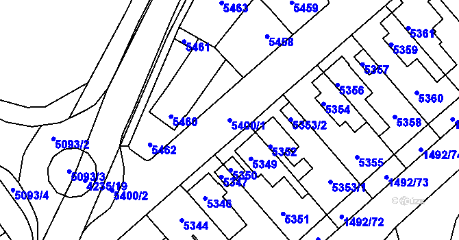 Parcela st. 5400/1 v KÚ Kročehlavy, Katastrální mapa