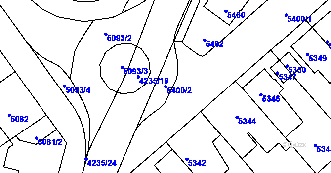 Parcela st. 5400/2 v KÚ Kročehlavy, Katastrální mapa