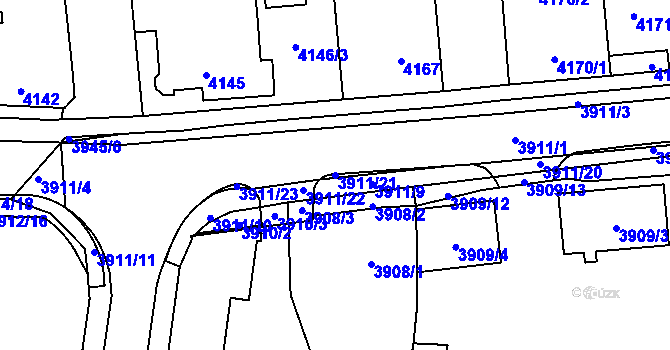 Parcela st. 3911/21 v KÚ Kročehlavy, Katastrální mapa