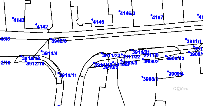 Parcela st. 3911/23 v KÚ Kročehlavy, Katastrální mapa