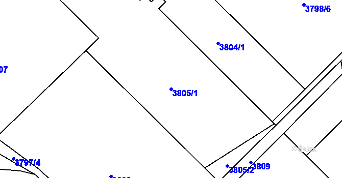 Parcela st. 3805/1 v KÚ Kročehlavy, Katastrální mapa