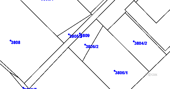 Parcela st. 3806/2 v KÚ Kročehlavy, Katastrální mapa