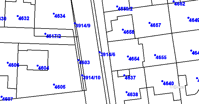 Parcela st. 3914/6 v KÚ Kročehlavy, Katastrální mapa