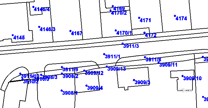 Parcela st. 3911/1 v KÚ Kročehlavy, Katastrální mapa