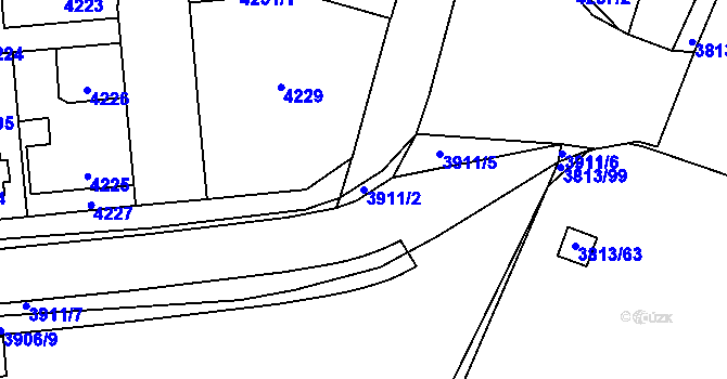 Parcela st. 3911/2 v KÚ Kročehlavy, Katastrální mapa