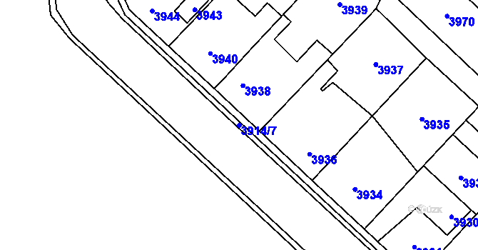 Parcela st. 3914/7 v KÚ Kročehlavy, Katastrální mapa