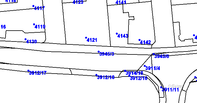 Parcela st. 3945/3 v KÚ Kročehlavy, Katastrální mapa
