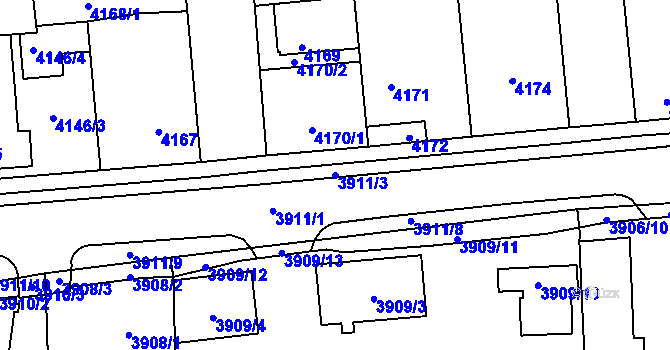 Parcela st. 3911/3 v KÚ Kročehlavy, Katastrální mapa