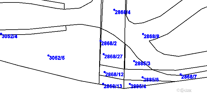 Parcela st. 2868/27 v KÚ Kročehlavy, Katastrální mapa