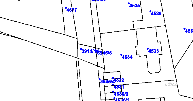Parcela st. 3945/5 v KÚ Kročehlavy, Katastrální mapa