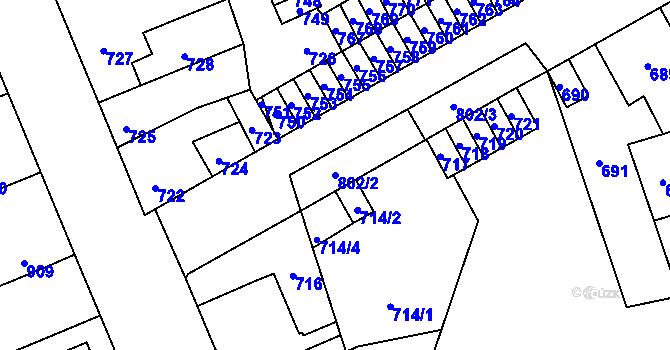 Parcela st. 802/2 v KÚ Kročehlavy, Katastrální mapa
