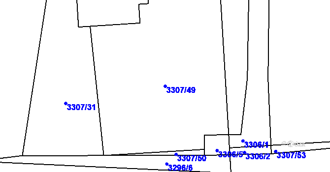 Parcela st. 3307/49 v KÚ Kročehlavy, Katastrální mapa