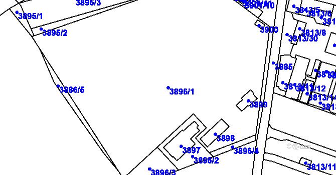 Parcela st. 3896/1 v KÚ Kročehlavy, Katastrální mapa