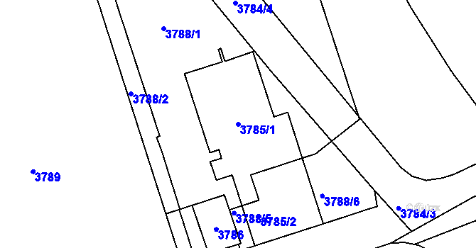 Parcela st. 3785/1 v KÚ Kročehlavy, Katastrální mapa