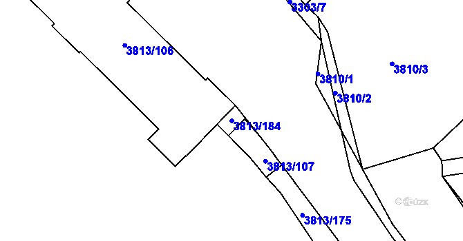 Parcela st. 3813/184 v KÚ Kročehlavy, Katastrální mapa