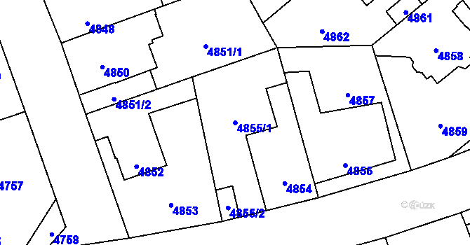 Parcela st. 4855/1 v KÚ Kročehlavy, Katastrální mapa