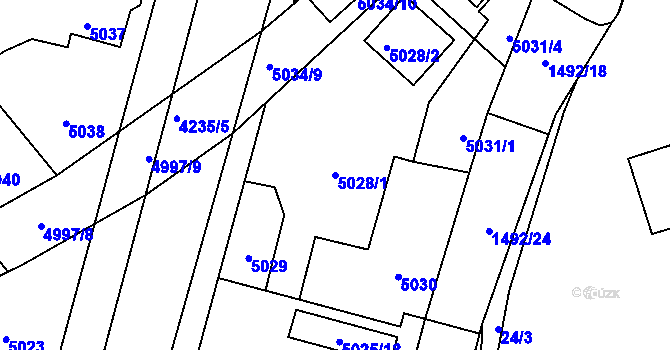 Parcela st. 5028/1 v KÚ Kročehlavy, Katastrální mapa