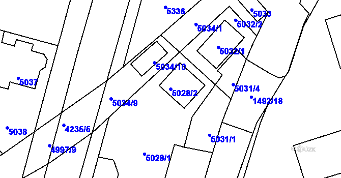 Parcela st. 5028/2 v KÚ Kročehlavy, Katastrální mapa
