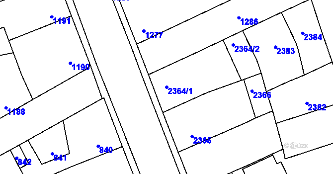 Parcela st. 2364/1 v KÚ Kročehlavy, Katastrální mapa