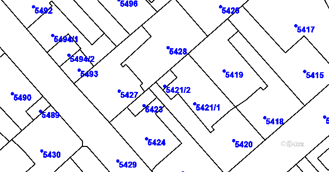 Parcela st. 5421/2 v KÚ Kročehlavy, Katastrální mapa
