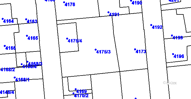 Parcela st. 4175/3 v KÚ Kročehlavy, Katastrální mapa