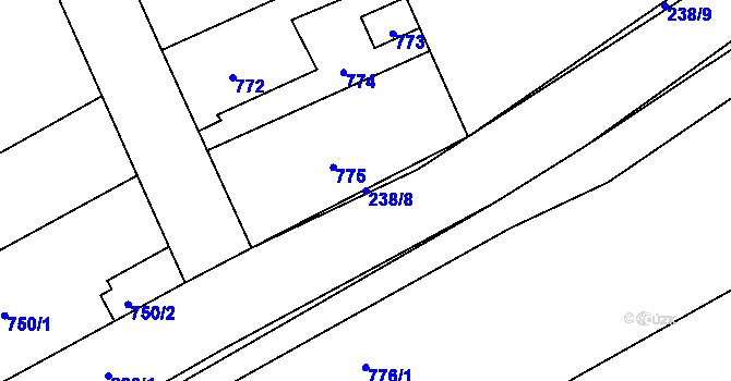 Parcela st. 238/8 v KÚ Dubí u Kladna, Katastrální mapa