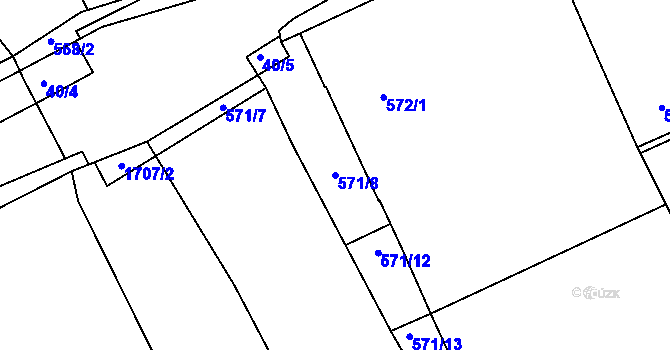 Parcela st. 571/8 v KÚ Dubí u Kladna, Katastrální mapa