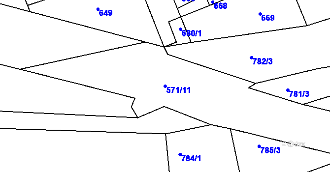 Parcela st. 571/11 v KÚ Dubí u Kladna, Katastrální mapa
