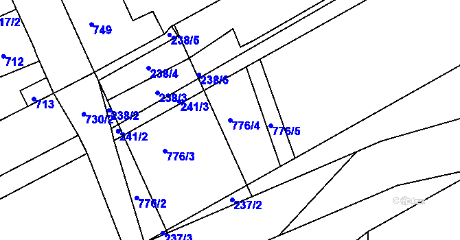 Parcela st. 776/4 v KÚ Dubí u Kladna, Katastrální mapa