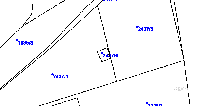 Parcela st. 2437/6 v KÚ Dubí u Kladna, Katastrální mapa