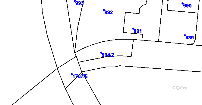 Parcela st. 994/2 v KÚ Dubí u Kladna, Katastrální mapa