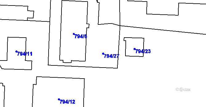 Parcela st. 794/27 v KÚ Dubí u Kladna, Katastrální mapa