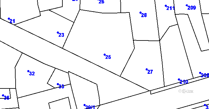 Parcela st. 25 v KÚ Dubí u Kladna, Katastrální mapa