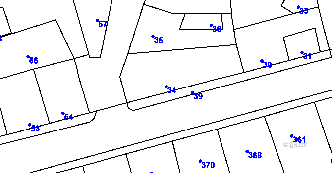 Parcela st. 34 v KÚ Dubí u Kladna, Katastrální mapa