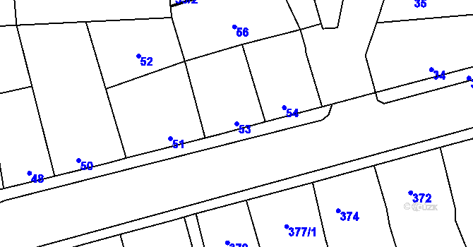 Parcela st. 53 v KÚ Dubí u Kladna, Katastrální mapa