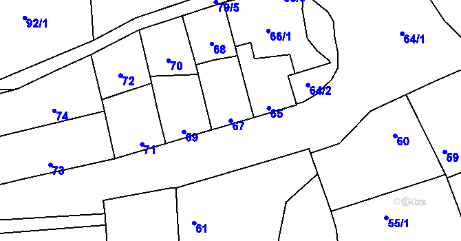 Parcela st. 67 v KÚ Dubí u Kladna, Katastrální mapa
