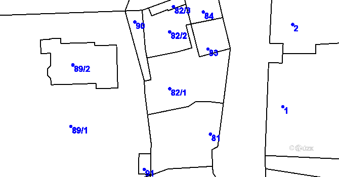 Parcela st. 82/1 v KÚ Dubí u Kladna, Katastrální mapa