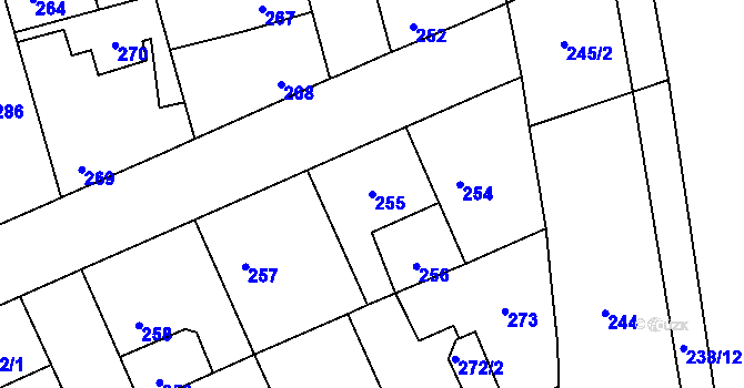 Parcela st. 255 v KÚ Dubí u Kladna, Katastrální mapa