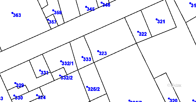 Parcela st. 323 v KÚ Dubí u Kladna, Katastrální mapa