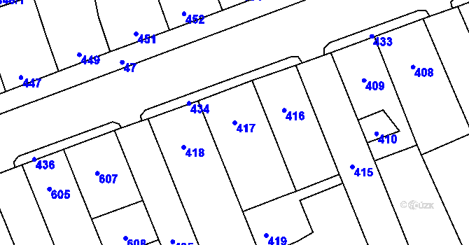 Parcela st. 417 v KÚ Dubí u Kladna, Katastrální mapa