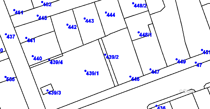 Parcela st. 439/2 v KÚ Dubí u Kladna, Katastrální mapa
