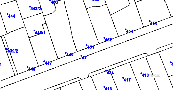 Parcela st. 451 v KÚ Dubí u Kladna, Katastrální mapa
