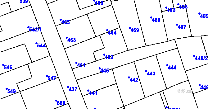 Parcela st. 462 v KÚ Dubí u Kladna, Katastrální mapa