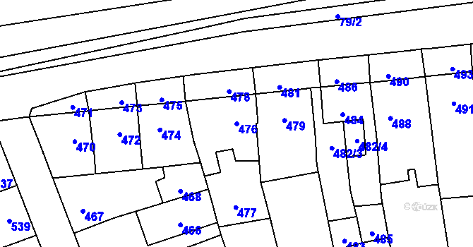 Parcela st. 476 v KÚ Dubí u Kladna, Katastrální mapa